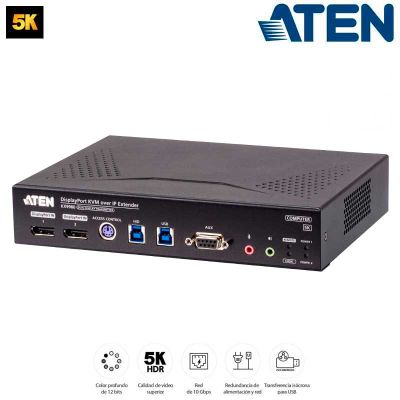 Transmisor KVM USB-Dual DisplayPort 5K con transferencia isócrona USB sobre LAN Aten KX9980T