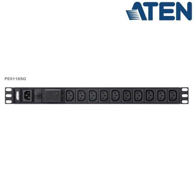 PDU Básica 1U de 18 Tomas C13, con protección sobrecorriente y sobretensión,10A Aten PE0118SG