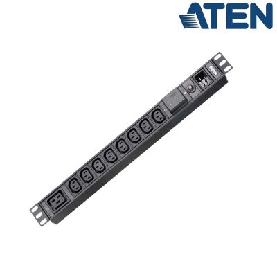 PDU Básica 1U de 8 Tomas C13 y 1 C19 con protección sobrecorriente y sobretensión,16A Aten PE0209SG