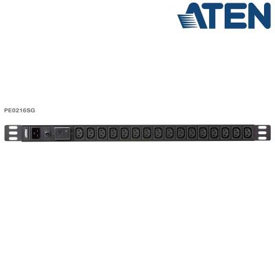 PDU Básica 0U de 16 Tomas C13, con protección sobrecorriente y sobretensión,16A Aten PE0216SG