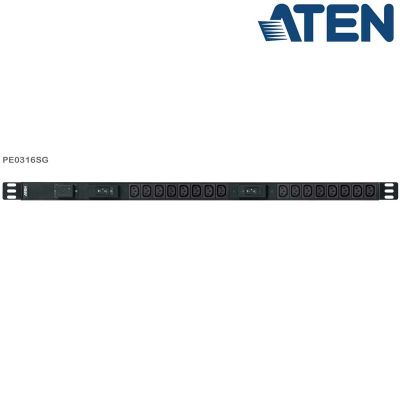 PDU Básica 0U de 16 Tomas C13, con protección sobrecorriente y sobretensión, 32A Aten PE0316SG