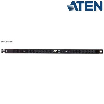 PDU 0U 16 Tomas C13, pantalla LCD de corriente y voltaje, protección sobretensión, 32A Aten PE1316SG