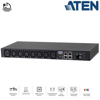 PDU eco 1U de 8 Tomas 6  C13 y 2 C19, 32A Aten PG5308G