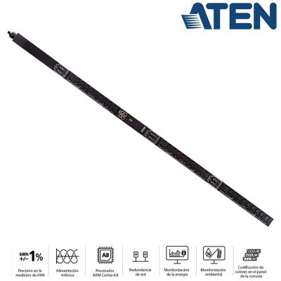 PDU inteligente trifásica de 24 Tomas C13 y 6 C19, 0U con conexión en cascada, 16A Aten PG98230G