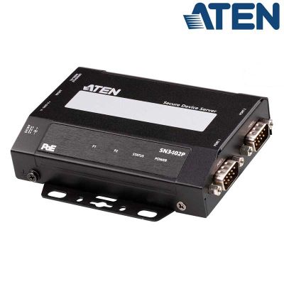 Servidor de dispositivos seguros RS-232 / RS-422 / RS-485 de 2 puertos con PoE Aten SN3402P