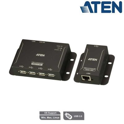 Extensor USB 2.0 CAT 5 de 4 puertos (hasta 50 m) , Carcasa metalica Aten UCE3250