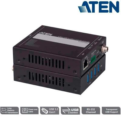 Extensor USB 3.2 Gen 1, RJ45 Cat 6A de 4 puertos (hasta 100 m) Aten UCE33100
