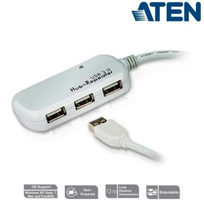 Cable Amplificador USB 2.0 de 4 Puertos (12m ) Aten UE2120H