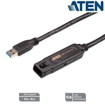 15m Cable Amplificador USB 3.2 (Gen1) 5 Gbps, USB A - USB A Aten UE3315A