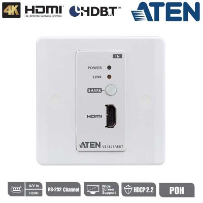Transmisor HDBaseT-Lite HDMI con placa de pared UE (4K a 40 m), POH Aten VE1801AEUT