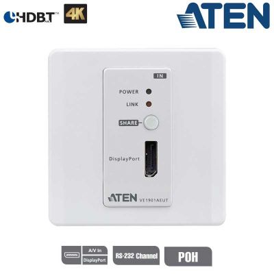 Transmisor HDBaseT-Lite DisplayPort con placa de pared UE (4K a 40 m), POH Aten VE1901AEUT