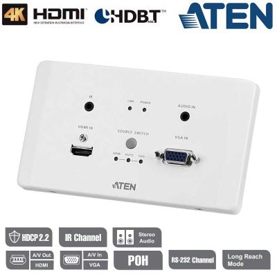 Transmisor encastrable (EU) HDMI y VGA HDBaseT  POH (4K a 100 m)  Aten VE2812AEUT