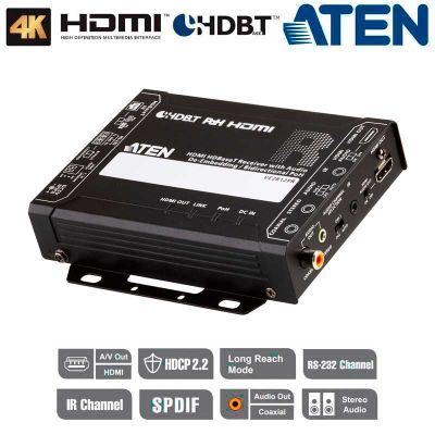 Receptor HDMI HDBaseT con desincrustador de audio / PoH bidireccional (4K a 100 m) Aten VE2812PR