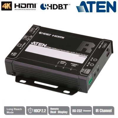 Receptor HDMI HDBaseT (Clase A) con salida dual, Sin Puerto Ethernet Aten VE814AR-ATA