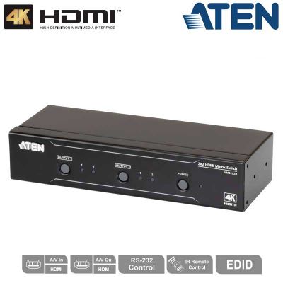 Conmutador Matricial HDMI  2x2, 4K Aten VM0202H