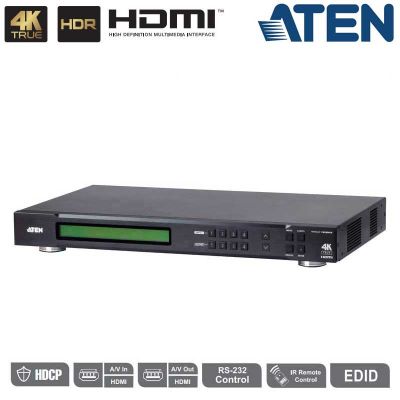 Conmutador Matricial HDMI 4x4, 4K Real Aten VM0404HB