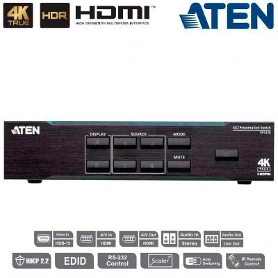 Conmutador Matricial (4 x 2) para presentación 4K Real Aten VP1420