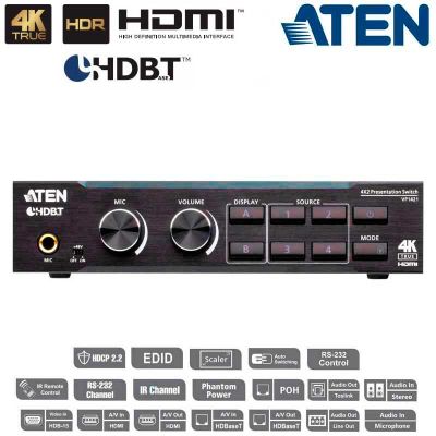Conmutador Matricial (4 x 2) para presentación 4K Real ,DSP, HDBaseT-Lite Aten VP1421