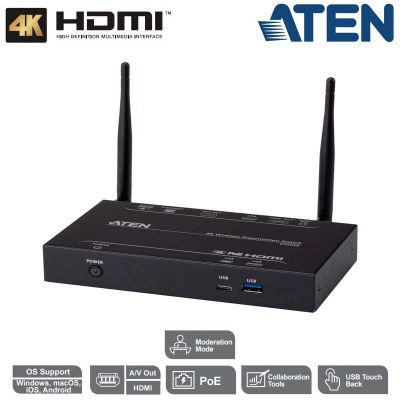 Conmutador de presentación 4K inalámbrico, Dual View Aten VP2020