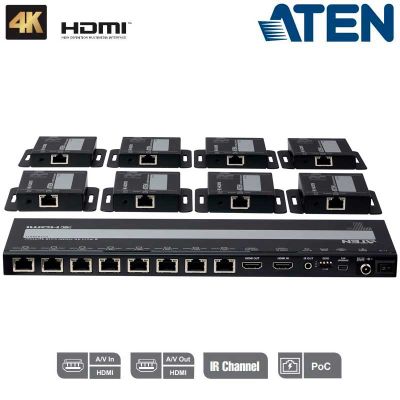 Video Splitter HDMI Cat 6 4K de 8 puertos con kit de 8 receptores Aten VS1828KIT