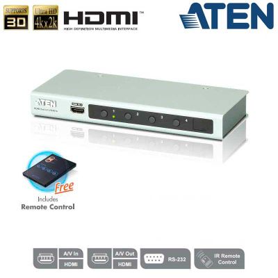 Conmutador HDMI 4K de 4 puertos con RS232 Aten VS481B