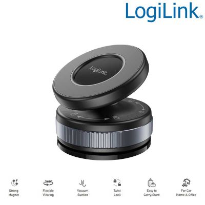 Soporte magnético para smartphone con cierre giratorio y ventosa LogiLink AA0197