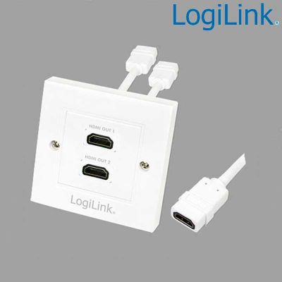 Placa de Pared de 2 conectores HDMI Hembra (86 x 86) LogiLink AH0015