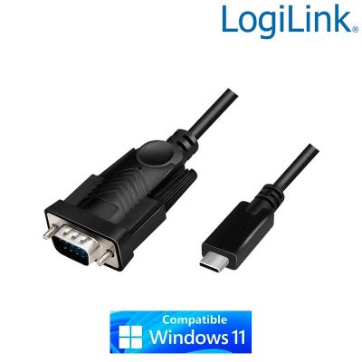 1.2m Cable Conversor USB 2.0 tipo C-Macho a serie DB9 Macho, Negro LogiLink AU0051A