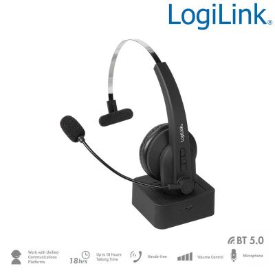 Auriculares mono BT 5.0 con soporte de carga y micrófono LogiLink BT0059