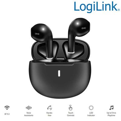 Auriculares inalámbricos TWS, BT 5.3, 5 horas de duración de batería, USB-C LogiLink BT0074