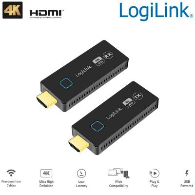 Kit de transmisión HDMI inalámbrico, compacto, 30 m, 4K a 60 Hz  LogiLink HDW0102