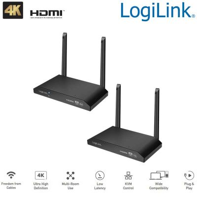 Kit de transmisión HDMI, KVM, inalámbrico, 150 m, 1 a 4, 4K a 60 Hz LogiLink HDW0103