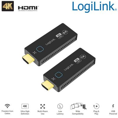 Kit de presentaciones (16 a 1), BYOD HDMI, compacto, inalámbrico, 50 m, 4K a 60 Hz LogiLink HDW0111