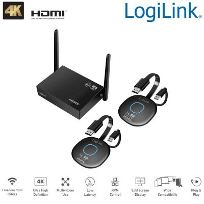 Kit de presentaciones (30 a 1), BYOD HDMI, inalámbrico, 50m, multidifusión, 4K  LogiLink HDW0112