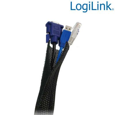 Cubre Cable FlexWrap, Diametro 32mm, 1,8m, Negro LogiLink KAB0006