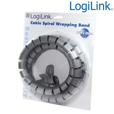 Cubre Cables Spiral Wrapp, Diametro 28mm, 1,5m, Plateado Logilink KAB0014
