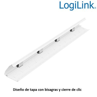 Canaleta para cables 1100 x 60 x 20mm, Cierre abatible, color blanco, Aluminio LogiLink KAB0113