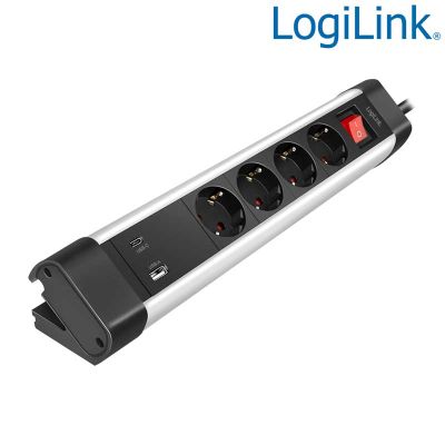 Regleta de alimentación de 4 tomas con interruptor y 2 USB LogiLink LPS278U