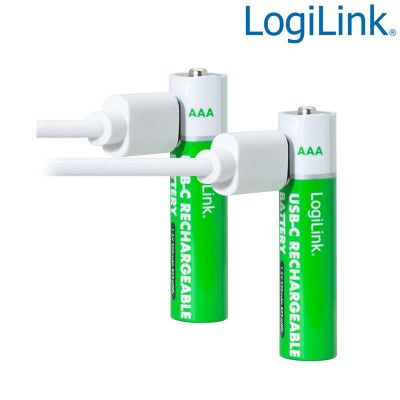 Pilas recargables AAA 1,5 V Li-Ion, 550 mAh/825 mWh, puerto USB-C integrado, 2 uds LogiLink LR03RCB2
