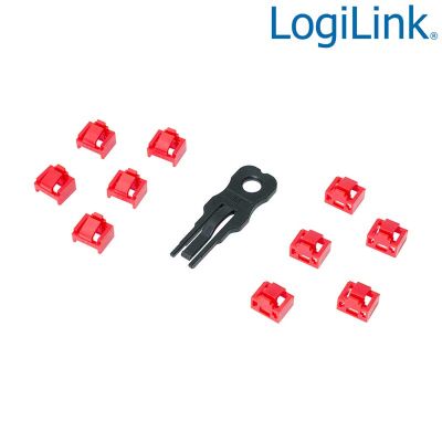 Bloqueo de puertos RJ45, protector y cubierta antipolvo (1 llave + 10 cerraduras) LogiLink MP0086