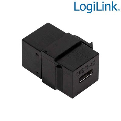 Acoplador Keystone en linea USB 3.1 Gen 2 Tipo C Hembra-Hembra, Negro LogiLink NK0032