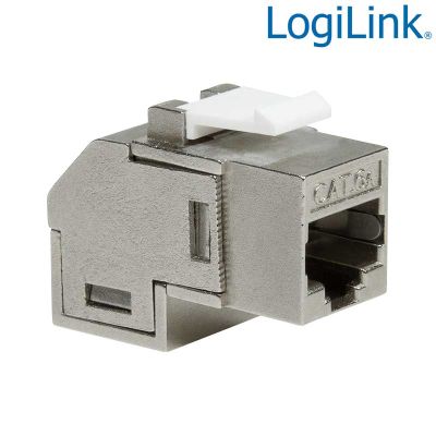 Acoplador en línea Keystone Cat.6A STP, en ángulo de 90°, carcasa metálica LogiLink NK4025