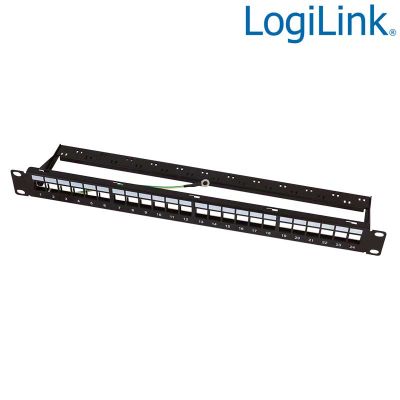 Patch Panel de 19'' Vacio para 24 conectores keystone, Negro, económico Logilink NK4074