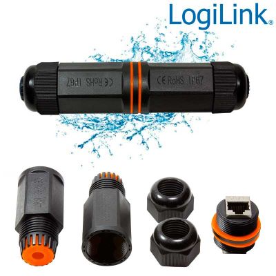 Acoplador largo RJ45 Cat.6A apantallado para exterior, IP67 LogiLink NP0081