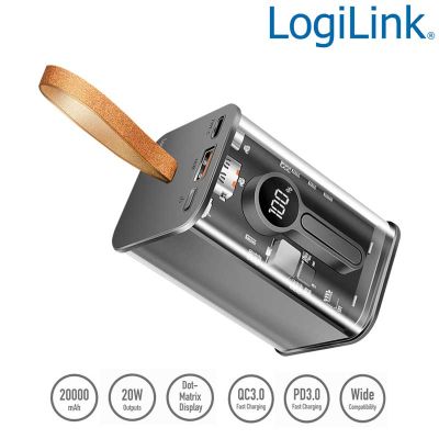 Power bank 20000 mAh, Transparente Logilink PA0307