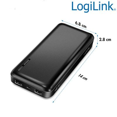 Power bank 20.000 mAh, 2x USB-A, 1x USB-C Negro Logilink PA0323