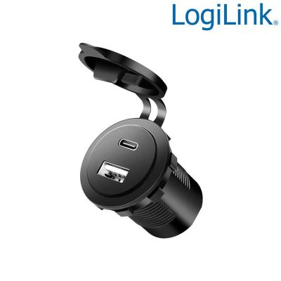 Conector de carga USB-C y USB-A 60W para instalación fija de coche Logilink PA0330