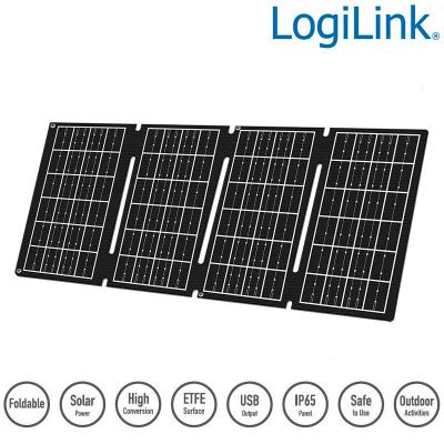 Panel solar plegable cargador USB A y C, 15W, negro LogiLink PA0340