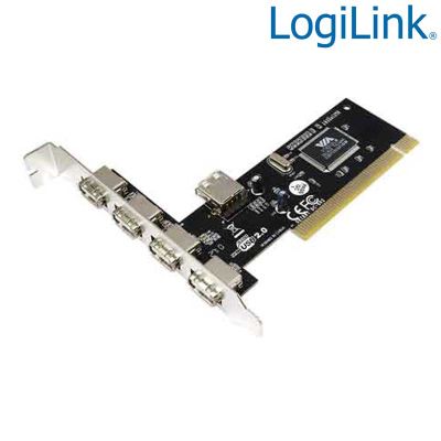 Tarjeta PCI USB 2.0 de 4 puertos Ext y 1 Int. Logilink PC0028