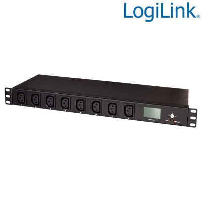 PDU 1U de 8 Tomas C13 conmutable por IP con medición, 16 A, SNMP LogiLink PDU8S01